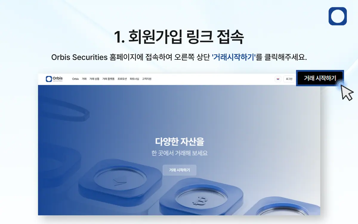 Orbis Securities 회원가입은 어떻게 하나요? 안내 화면 2